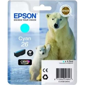 Tinteiro Epson C13T26124010 embalagem individual ciano 26 Claria Premium – ciano, 1 unid.