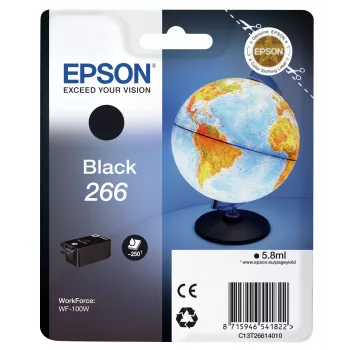 Tinteiro Epson Globe embalagem individual preto 266, preto, tinta pigmentada, 5,8 ml, 1 unid., 250 páginas