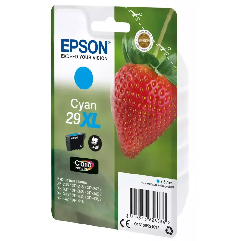 Tinteiro Epson Strawberry 29XL C 1 unid. original alto rendimento (XL) ciano