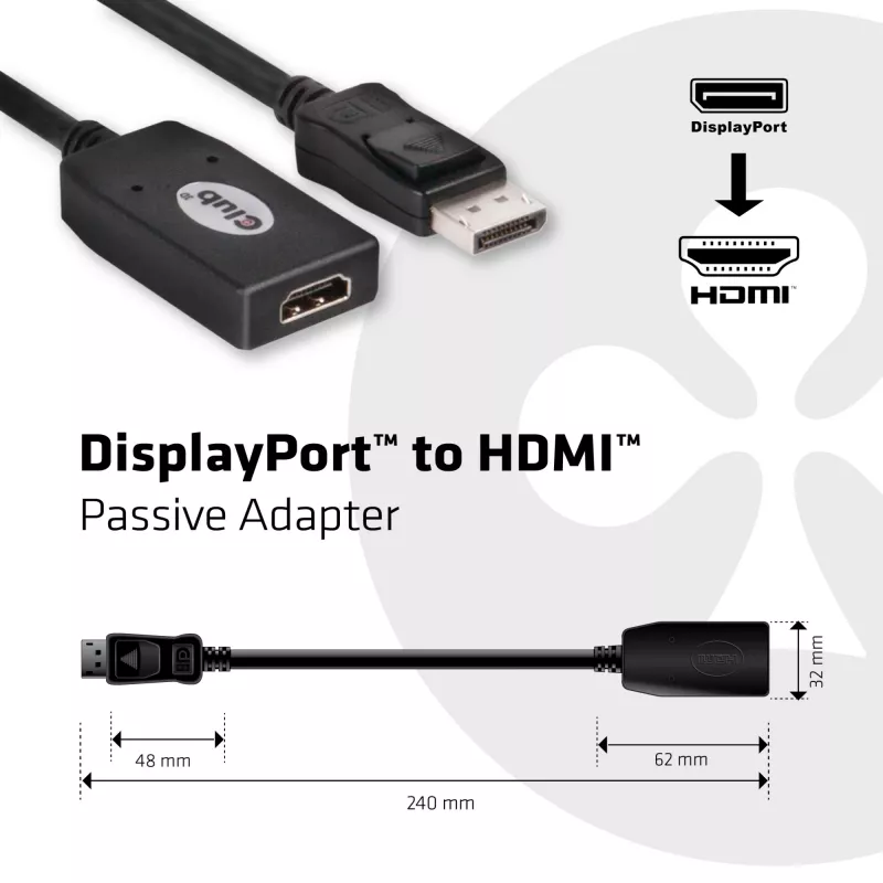 Adaptador passivo DisplayPort para HDMI CLUB3D CAC-1001