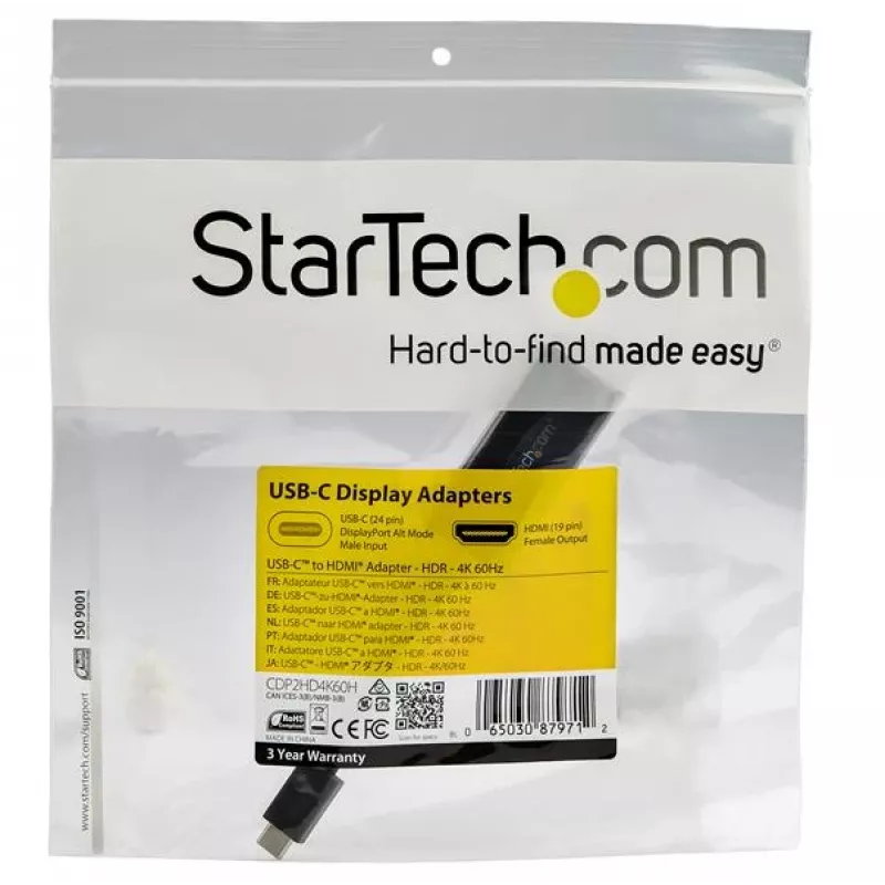Adaptador USB-C para HDMI StarTech.com – vídeo 4K 60 Hz, HDR10 – dongle adaptador USB-C para HDMI 2.0b – modo alternativo USB Type-C DP para monitor/ecrã/TV HDMI – conversor USB-C para HDMI