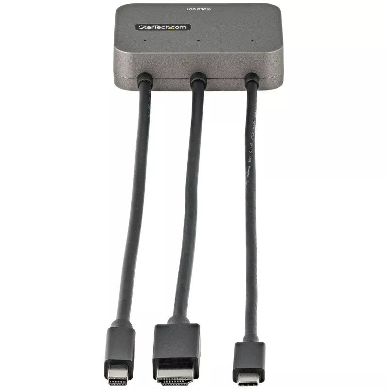 Adaptador multiporta 3 em 1 para HDMI StarTech.com - conversor 4K 60Hz USB-C, HDMI ou Mini DisplayPort para HDMI para salas de conferência - adaptador de vídeo AV digital para ligar um monitor/ecrã HDMI