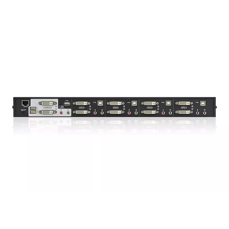 Comutador KVM ATEN 4 portas USB DVI Dual-View com áudio e hub USB 2.0 (cabo KVM incluído)
