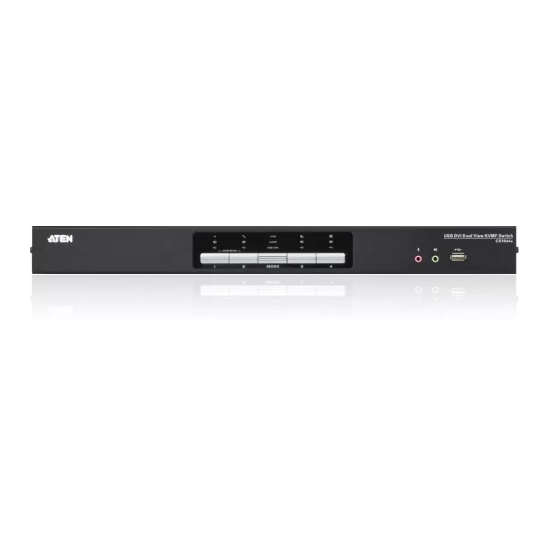 Comutador KVM ATEN 4 portas USB DVI Dual-View com áudio e hub USB 2.0 (cabo KVM incluído)
