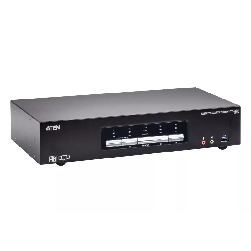 Comutador KVMP ATEN 4P USB3.0 4K DP TRIPLE VIEW