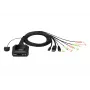 Comutador KVM híbrido ATEN 2 portas USB-C DisplayPort, 4096 x 2160 píxeis, 4K Ultra HD, 0,74 W, Preto