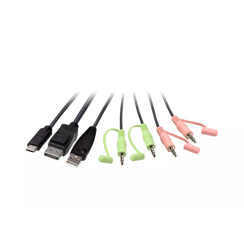 Comutador KVM híbrido ATEN 2 portas USB-C DisplayPort, 4096 x 2160 píxeis, 4K Ultra HD, 0,74 W, Preto