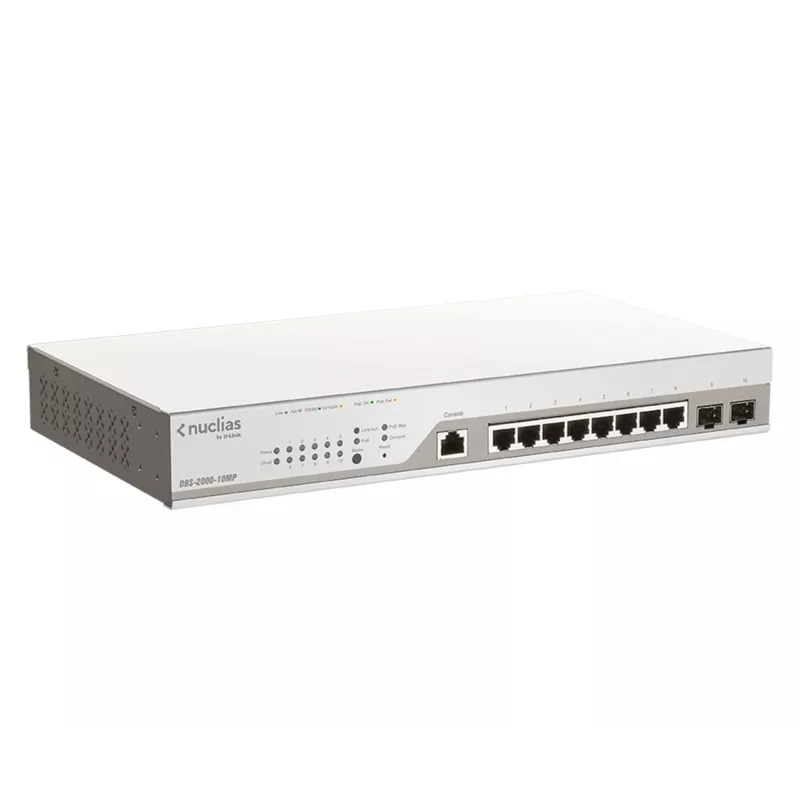 Comutador de rede D-Link DBS-2000-10MP/E Managed L2 Gigabit Ethernet (10/100/1000) Power over Ethernet (PoE) Cinzento