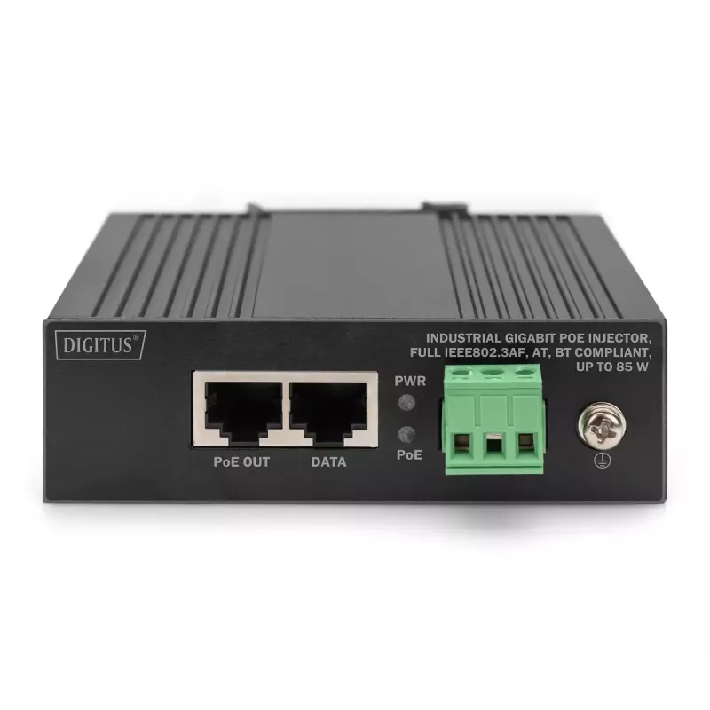 Injetor PoE Gigabit Ethernet Digitus industrial IEEE 802.3af 802.3at 802.3bt