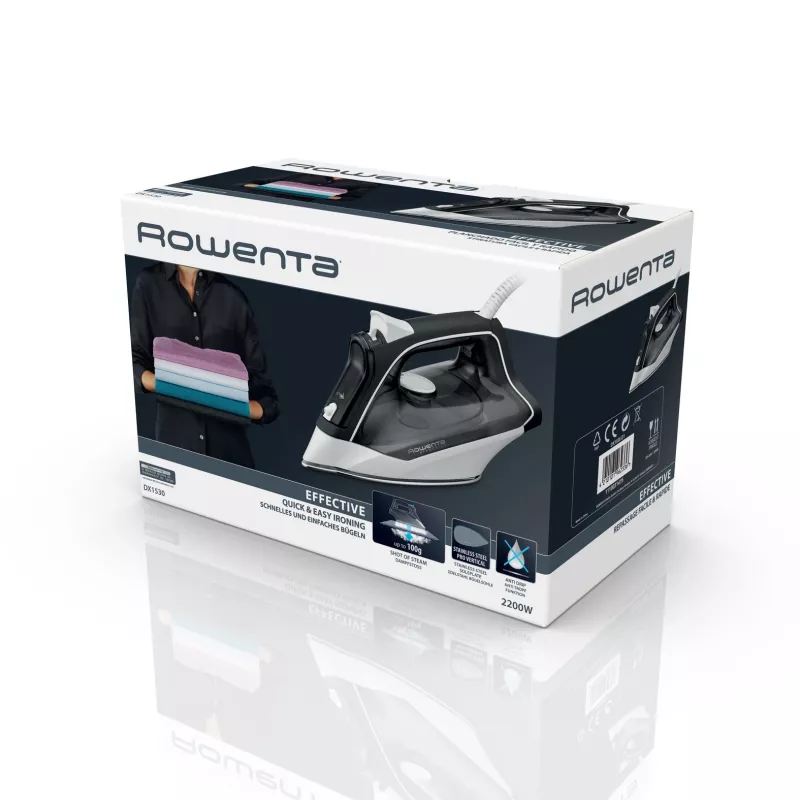 Ferro de engomar Rowenta DX1530 Dry & Steam base de aço inoxidável 2200 W preto