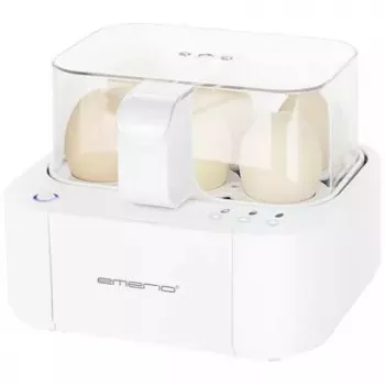 Ovoqueira Emerio EB-115560.12 — capacidade 6 ovos, caixa branca, luz de controlo, peso 1,01 kg