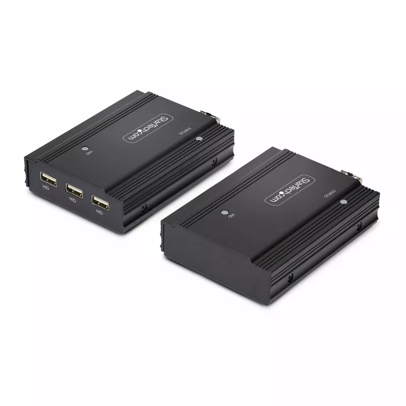 Extensor KVM DisplayPort StarTech.com sobre fibra ótica, 4K 60Hz, kit extensor de consola, até 300 m (multimodo) com módulos SFP+ pré-instalados, 3x USB HID