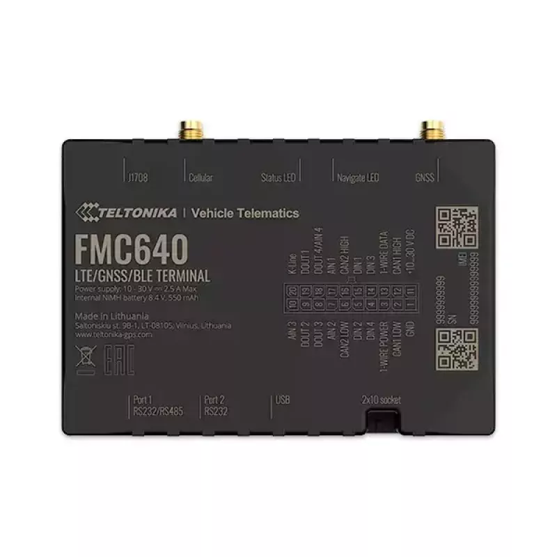 Rastreador GPS Teltonika FMC640 automóvel preto