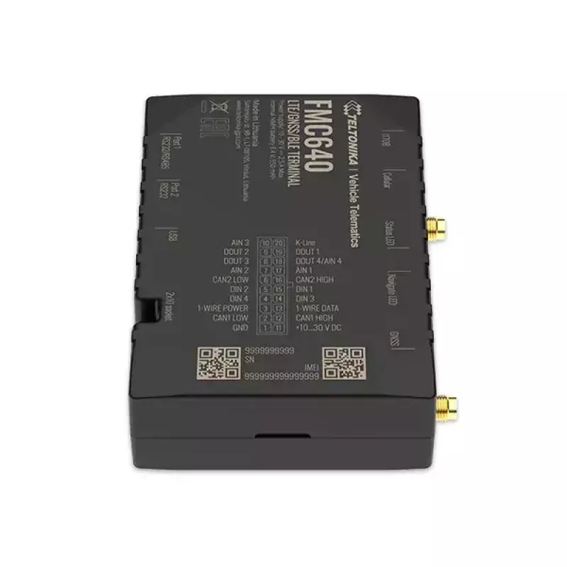 Rastreador GPS Teltonika FMC640 automóvel preto