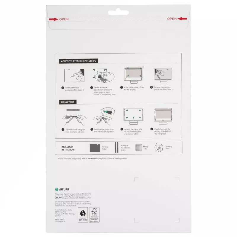 eSTUFF GLBB14302189 película de privacidade para ecrãs 35,6 cm (14 polegadas) portátil película de privacidade sem moldura