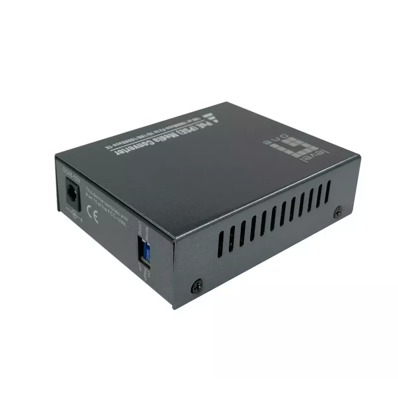Conversor de media LevelOne RJ45 para SC Gigabit, PoE PSE, fibra monomodo, 20 km