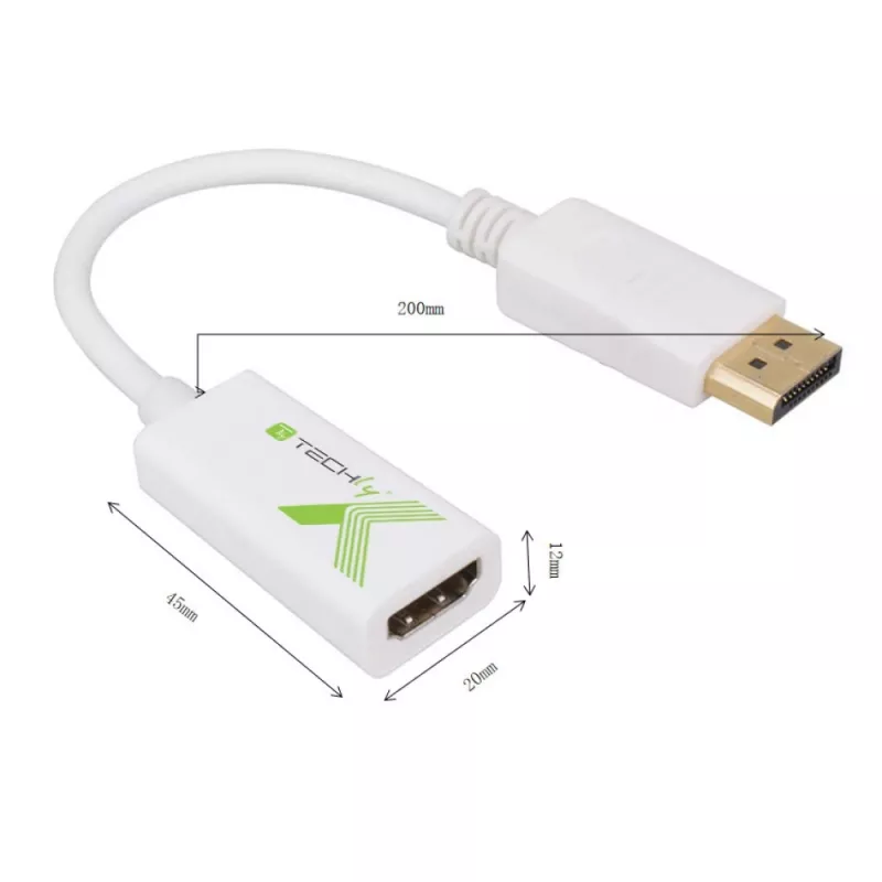 Adaptador de cabo de vídeo Techly IADAP DP-HDMIFP 0,2 m DisplayPort HDMI branco