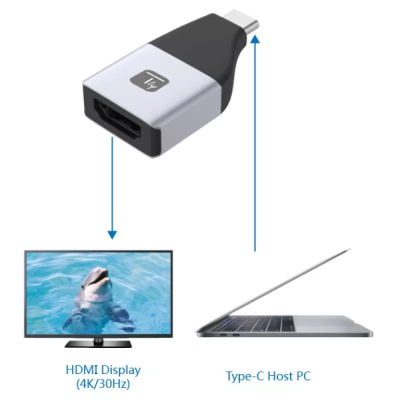 Adaptador gráfico USB Techly IADAP USBC-HDMI4K 4096 x 2160 píxeis preto, prateado