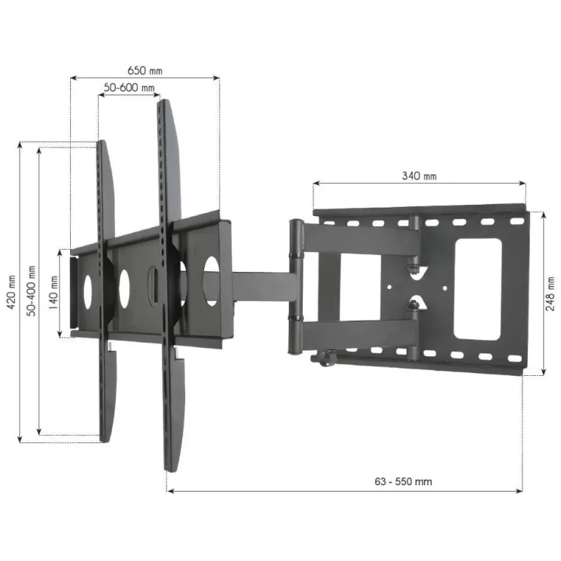 Suporte de parede para TV Techly ICA-PLB 148L 165,1 cm (65 polegadas) preto