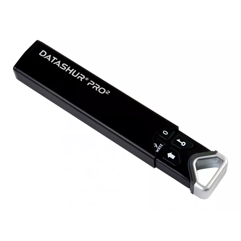 iStorage datAshur PRO2 32 GB | pen USB segura | certificada FIPS 140-2 Nível 3 | encriptação de hardware AES-XTS 256 bits | protegida por palavra-passe | à prova de pó e água |