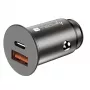 Carregador de automóvel mini Techly USB-A e USB-C Quick Charge 3.0 38W em metal preto