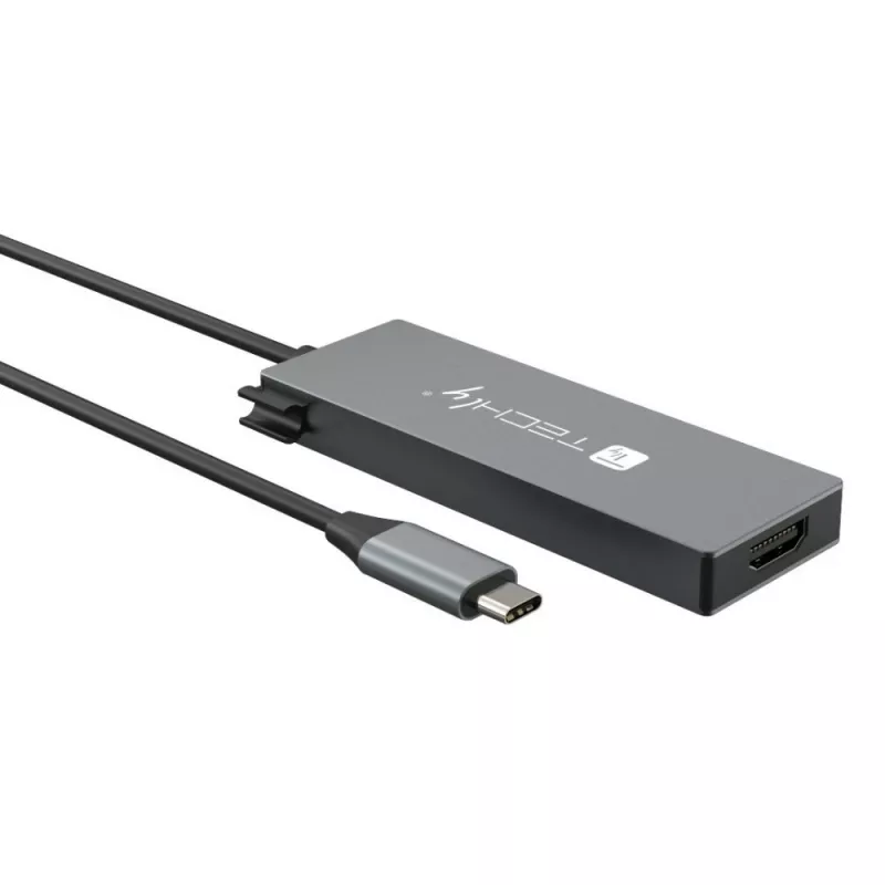 Hub USB-C 4 em 1 Techly IUSB32C-HUB4HPD, estação de acoplamento USB 3.2 Type-C, 2x USB-A, 1x USB-C, HDMI