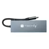 Hub USB-C 4 em 1 Techly IUSB32C-HUB4HPD, estação de acoplamento USB 3.2 Type-C, 2x USB-A, 1x USB-C, HDMI