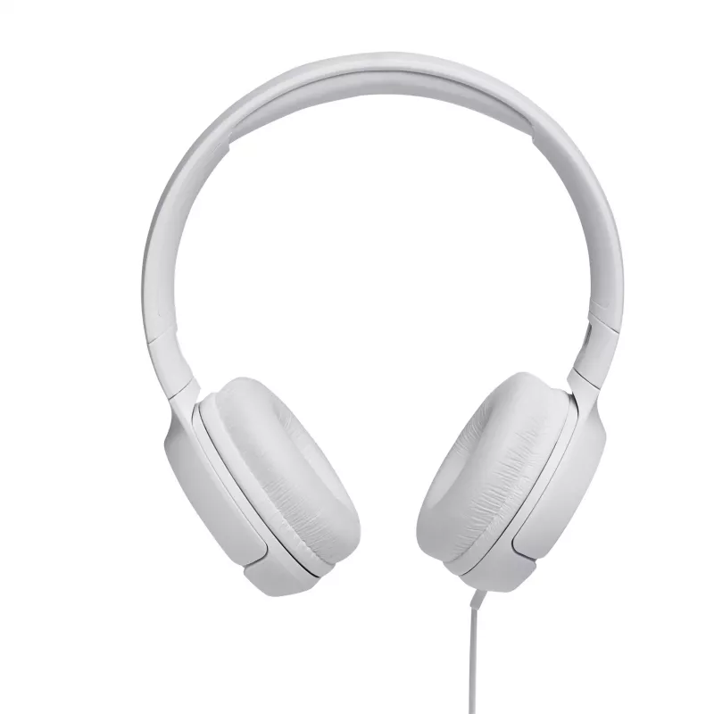 JBL Tune 500 JBLT500WHT auscultadores supra-auriculares, com fio, microfone, cabo plano antiemaranhamento, brancos