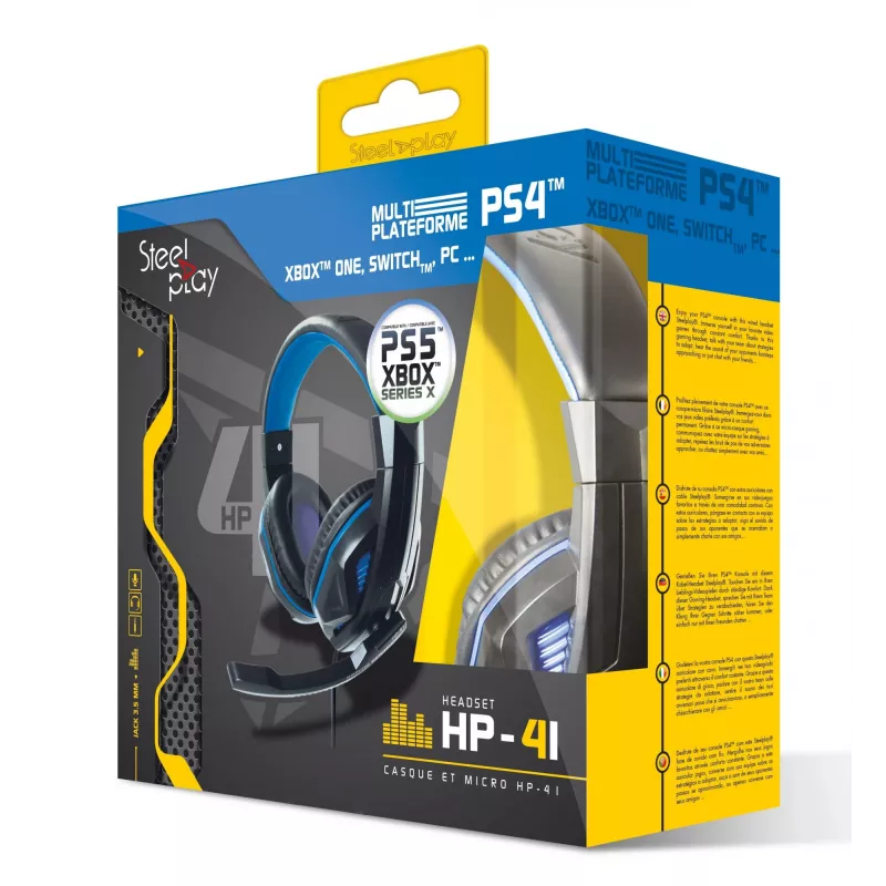 Headset Steelplay HP41 com fios arco de cabeça gaming preto, azul