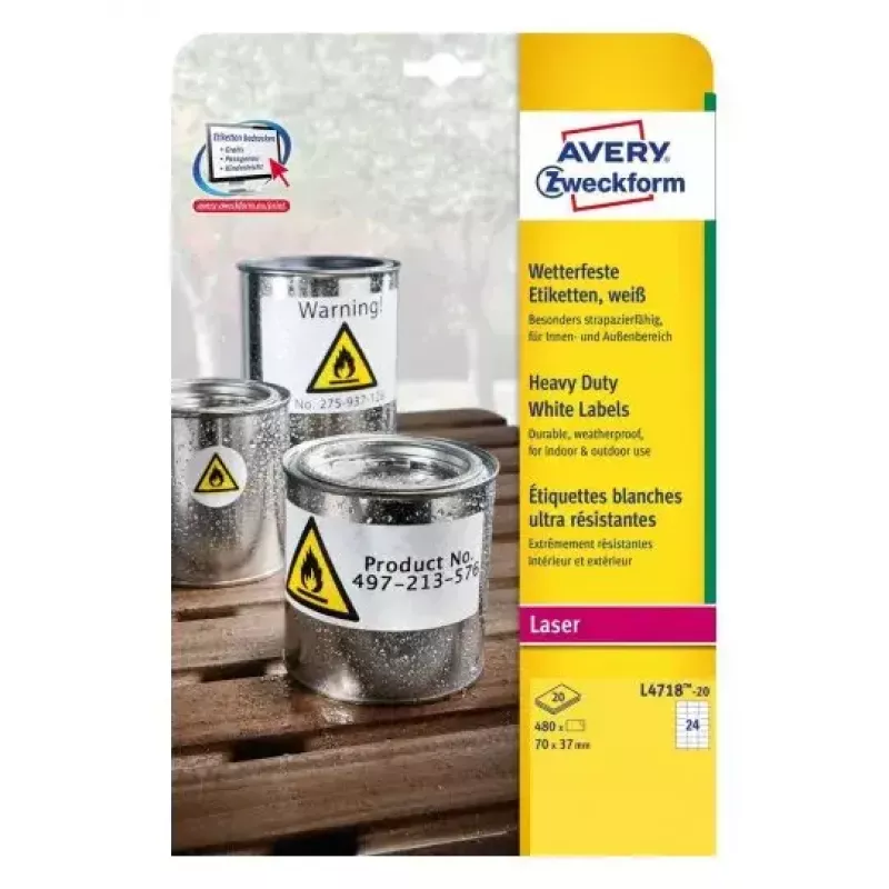 Etiquetas autoadesivas AVERY L4718REV-20