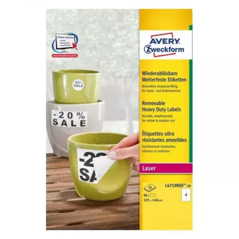 Etiqueta autoadesiva para impressora Avery L4719REV-20