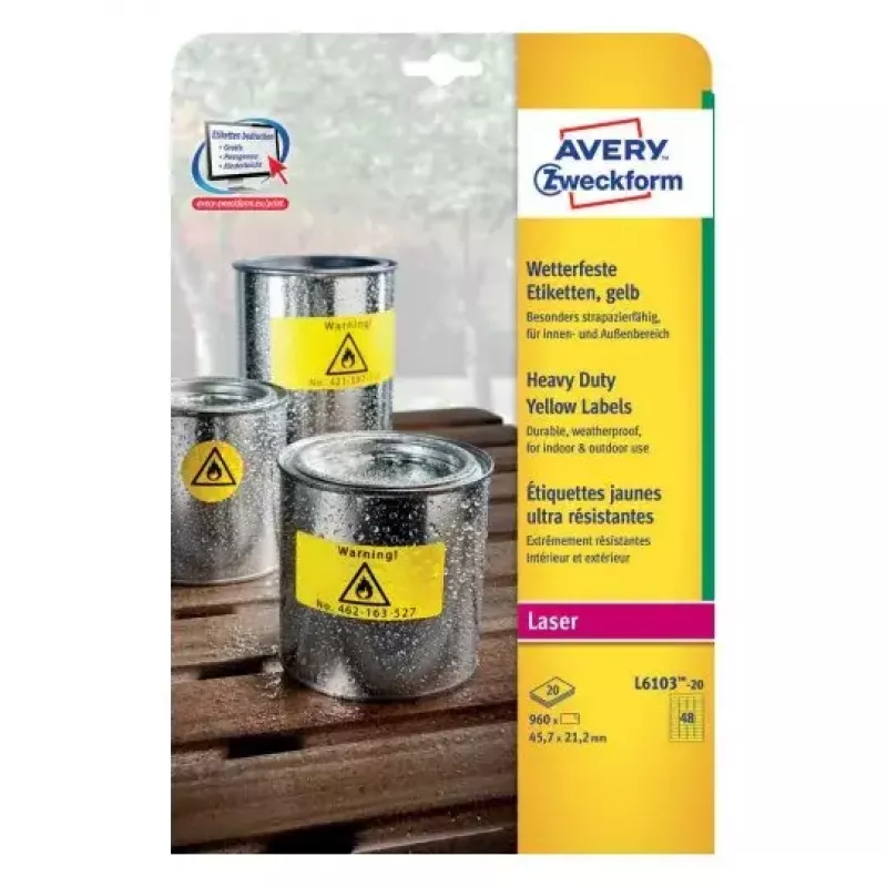Etiqueta autoadesiva retangular Avery L6103-20