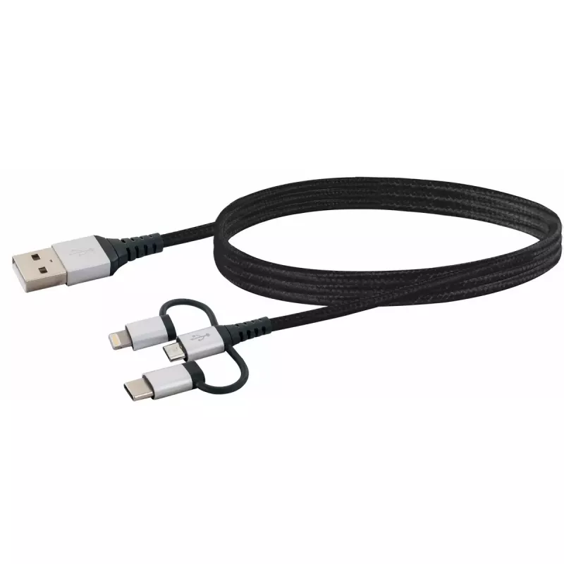 Cabo USB Schwaiger LKU 100 1,5m USB 2.0 A Micro-USB B preto prateado