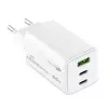 Carregador de parede GaN MediaRange MRMA116-2, 65 W, 3 portas (1x USB-A, 2x USB-C), branco