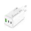 Carregador de parede GaN MediaRange MRMA116-2, 65 W, 3 portas (1x USB-A, 2x USB-C), branco