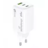 Carregador de parede GaN MediaRange MRMA116-2, 65 W, 3 portas (1x USB-A, 2x USB-C), branco