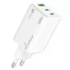 Carregador de dispositivos móveis MediaRange MRMA123 — Carregador rápido CA interior para portátil, smartphone, tablet, 100–240V, 2× USB-C, 20V máx, branco