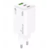 Carregador de dispositivos móveis MediaRange MRMA123 — Carregador rápido CA interior para portátil, smartphone, tablet, 100–240V, 2× USB-C, 20V máx, branco