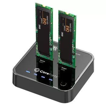 Estação de acoplamento de armazenamento CoreParts MS-CLONER-SATA USB 3.2 Gen 2 (3.1 Gen 2) Type-C Preto