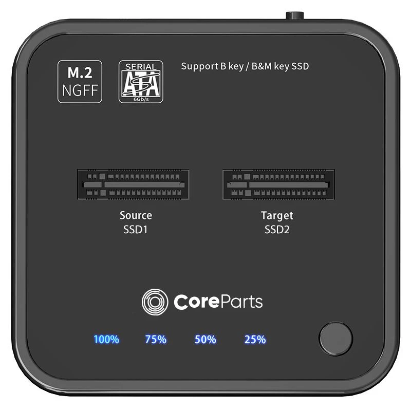 Estação de acoplamento de armazenamento CoreParts MS-CLONER-SATA USB 3.2 Gen 2 (3.1 Gen 2) Type-C Preto