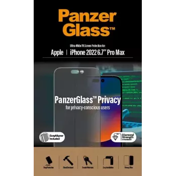 PanzerGlass ® Protetor de ecrã de privacidade iPhone 14 Pro Max | Ultra-Wide Fit com EasyAligner