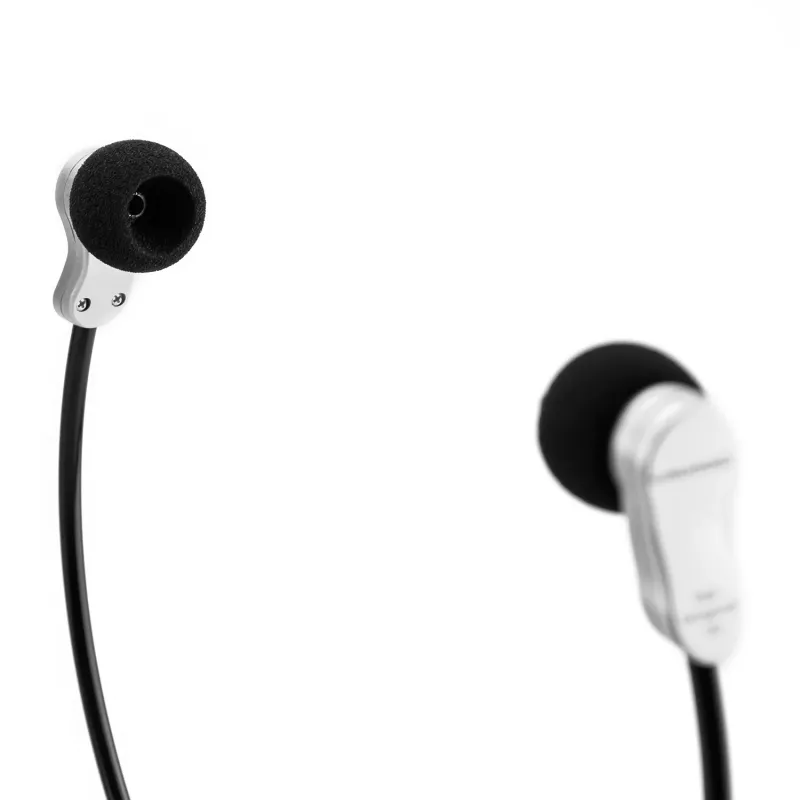 Auscultadores Grundig Swingphone 568 com fios sob o queixo preto, prateado
