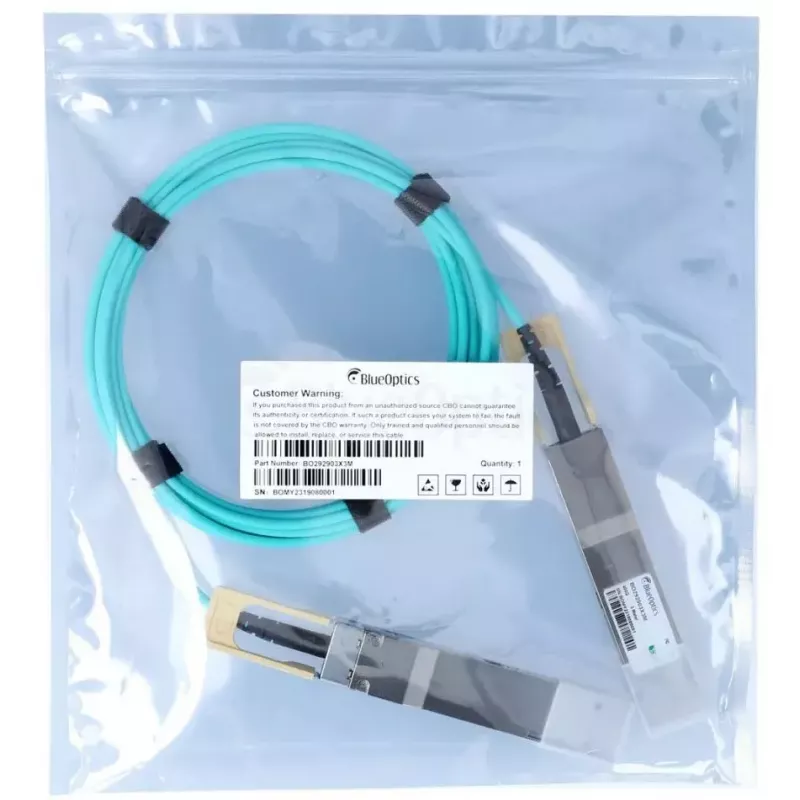 Cabo de fibra ótica InfiniBand BlueOptics QDD-400-AOC3M-BO 3 m QSFP-DD