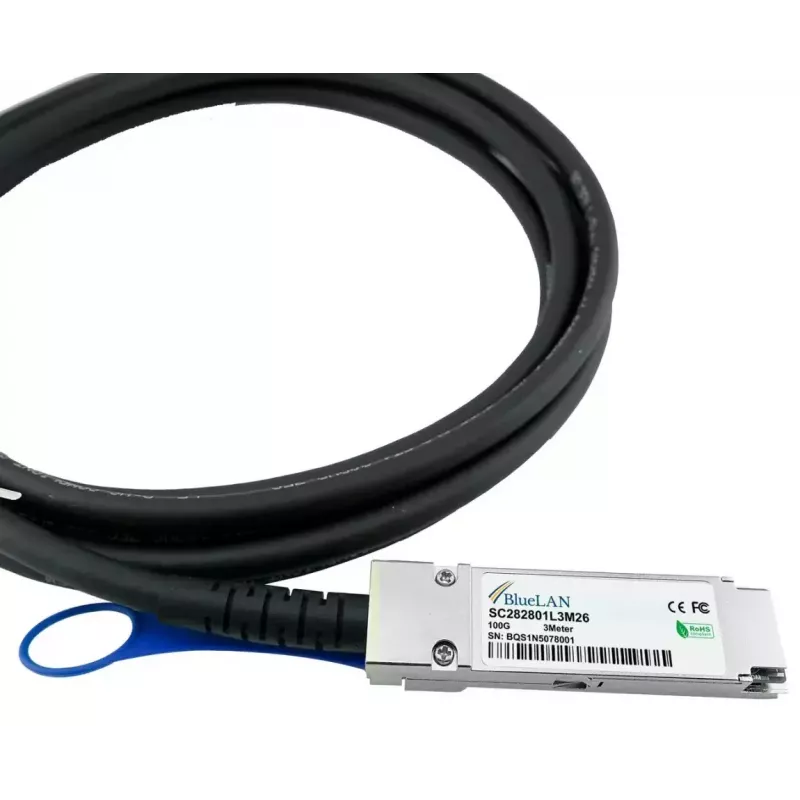 Cabo de fibra ótica InfiniBand BlueOptics QSFP28-DAC-2M-PS-BL 2 m macho/macho