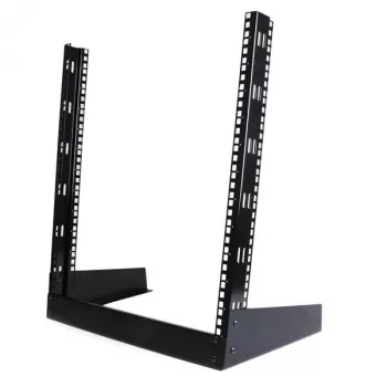Rack de servidor de secretária StarTech.com 2 postes 12U, rack de computador aberto pequeno de 19 polegadas, rack de rede compacto para equipamento AV/estúdio/dados/IT – rack de dois postes autónomo para aplicações domésticas/de escritório