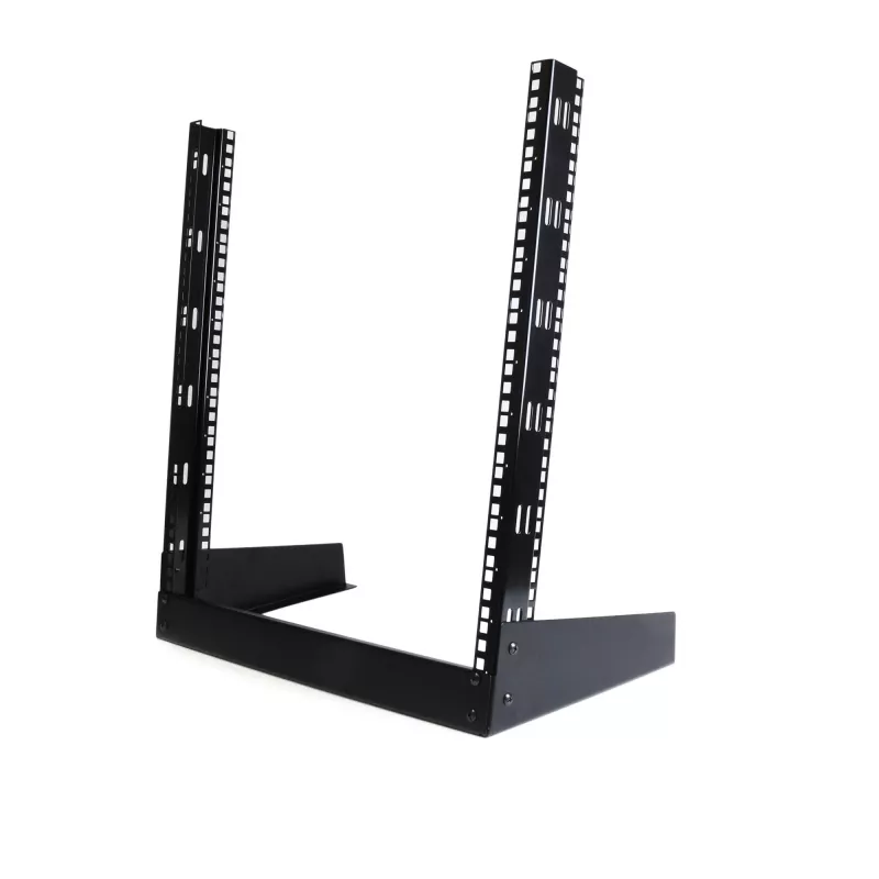 Rack de servidor de secretária StarTech.com 2 postes 12U, rack de computador aberto pequeno de 19 polegadas, rack de rede compacto para equipamento AV/estúdio/dados/IT – rack de dois postes autónomo para aplicações domésticas/de escritório