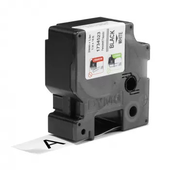 Etiquetas de poliéster industriais permanentes DYMO Rhino | 24 mm x 5,5 m | Impressão preta sobre branco | Autoadesivas | para LabelManager e impressoras de etiquetas Rhino