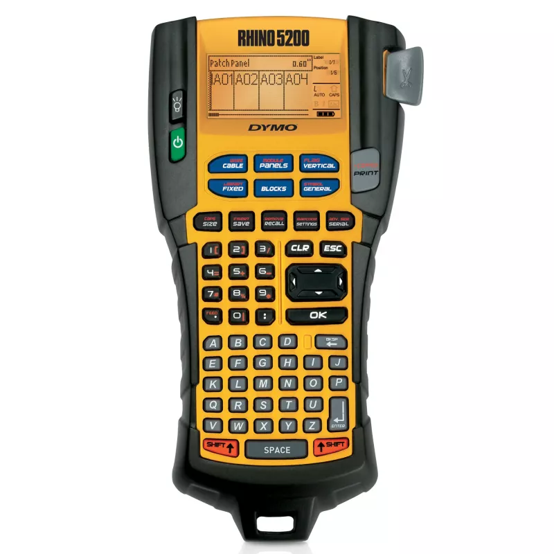 Impressora de etiquetas industriais DYMO RHINO 5200 | Etiquetadora com mala | Teclas de acesso rápido que poupam tempo | Impressão rápida | Impressora de etiquetas robusta para estaleiros e tarefas de etiquetagem exigentes | Ficha UK