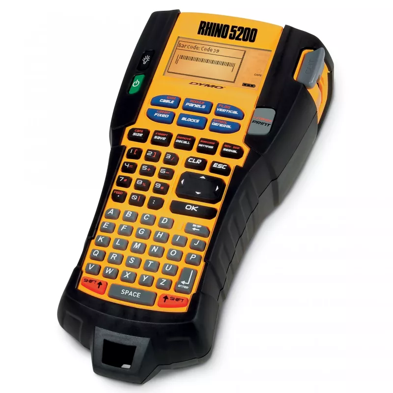 Impressora de etiquetas industriais DYMO RHINO 5200 | Etiquetadora com mala | Teclas de acesso rápido que poupam tempo | Impressão rápida | Impressora de etiquetas robusta para estaleiros e tarefas de etiquetagem exigentes | Ficha UK