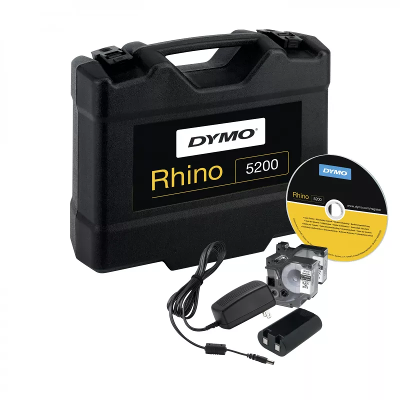 Impressora de etiquetas industriais DYMO RHINO 5200 | Etiquetadora com mala | Teclas de acesso rápido que poupam tempo | Impressão rápida | Impressora de etiquetas robusta para estaleiros e tarefas de etiquetagem exigentes | Ficha UK